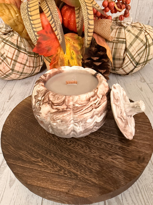Handmade Pumpkin Jar Candle w/Crackling Woodwick