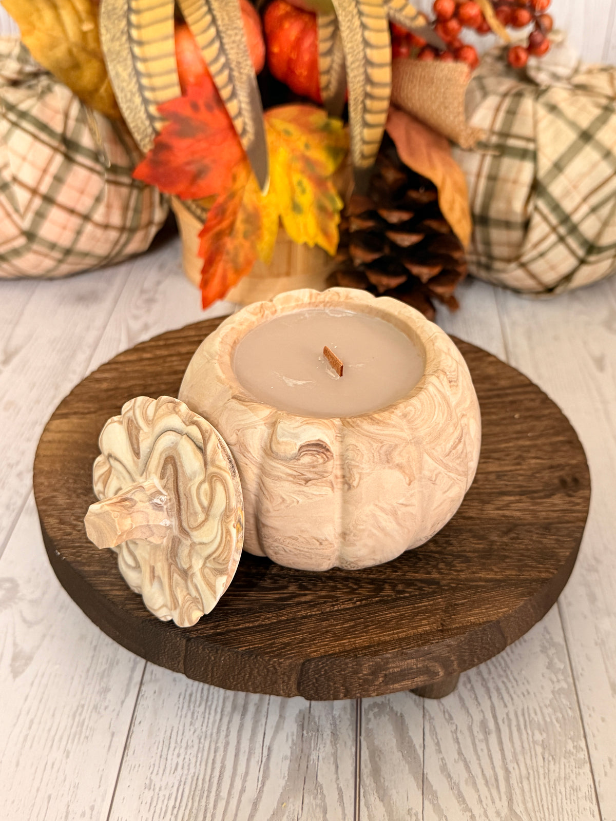 Handmade Pumpkin Jar Candle w/Crackling Woodwick